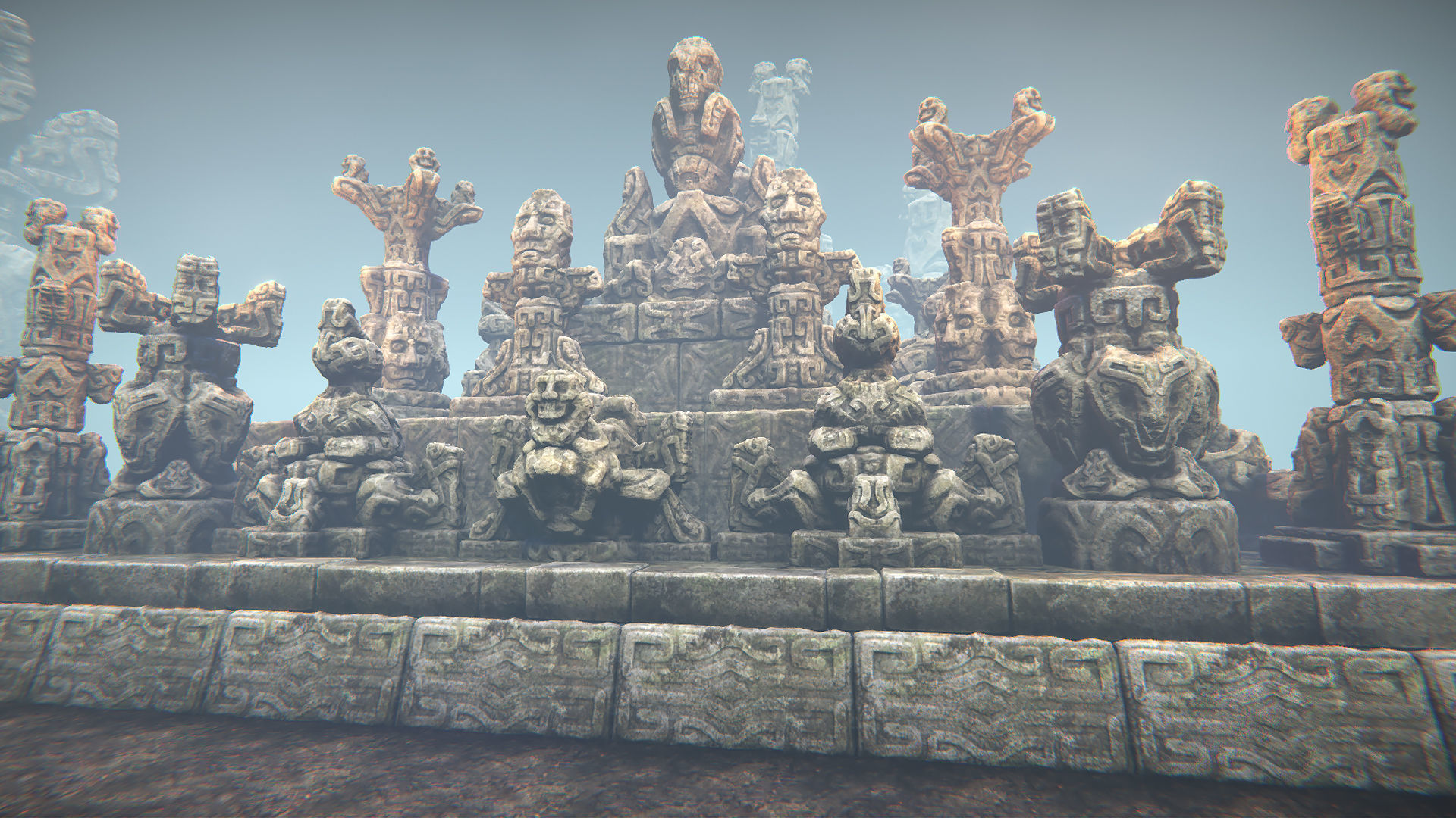 Jungle sculptures Low-poly 3D model_1