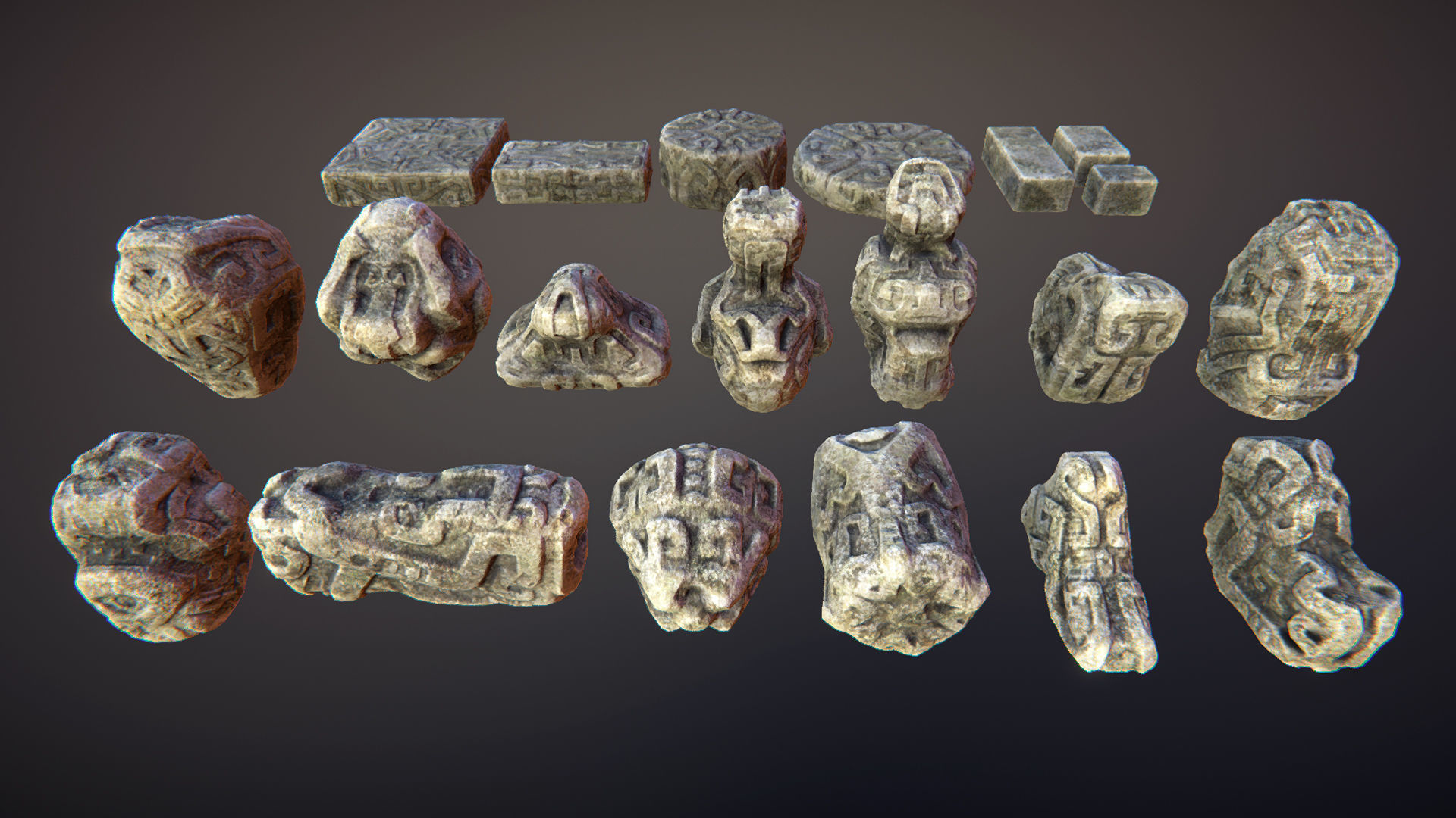 Jungle sculptures Low-poly 3D model_6