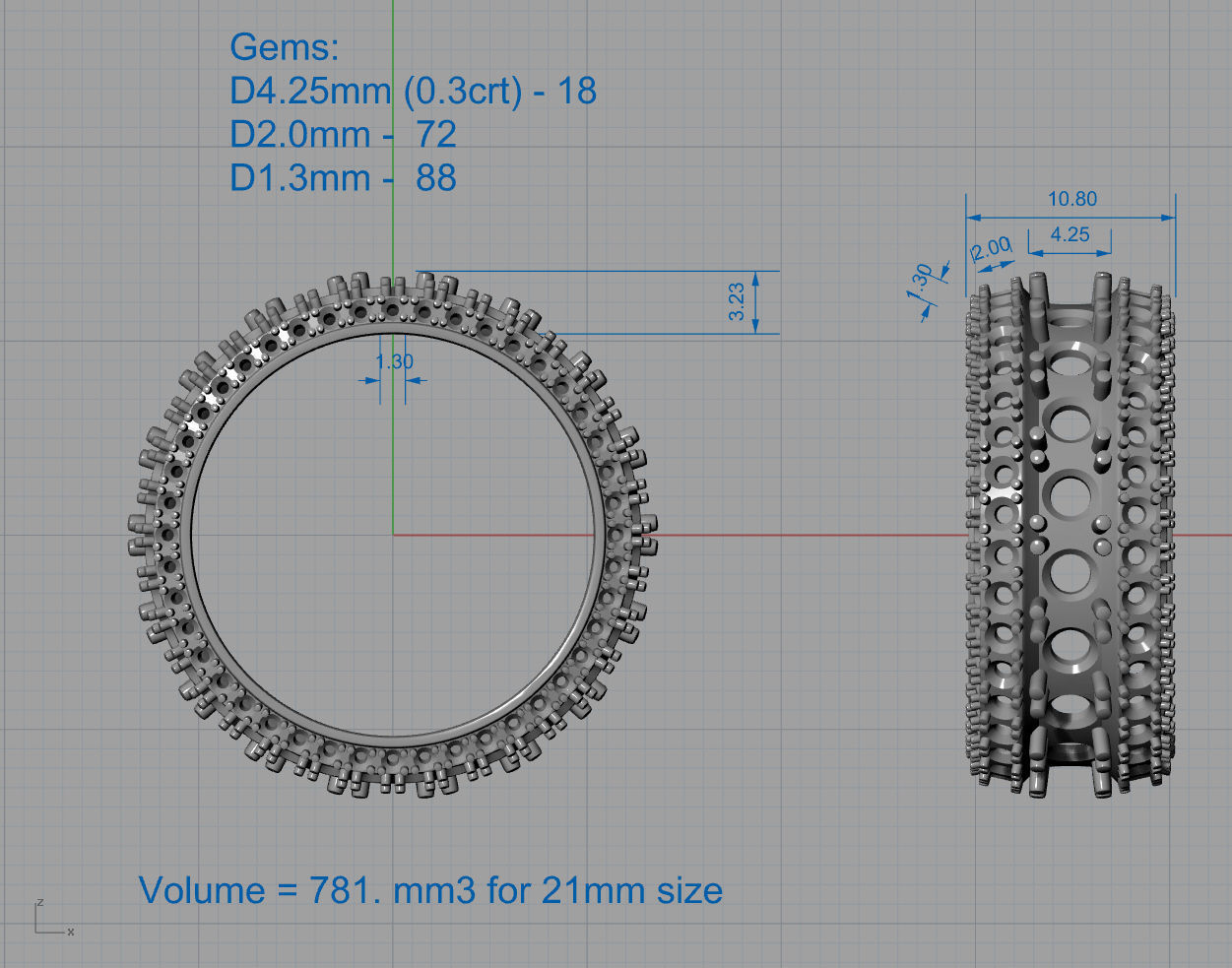Diamond tire ring  3D print model_6