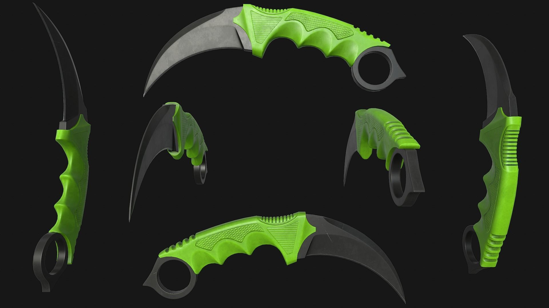 Karambit Knife Low-poly 3D model_4