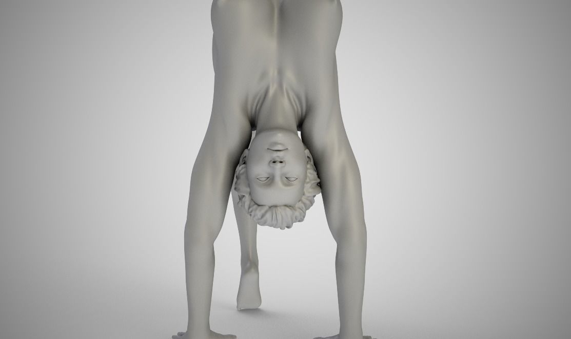 Gymnast statue of woman doing handstand 3D print model_4