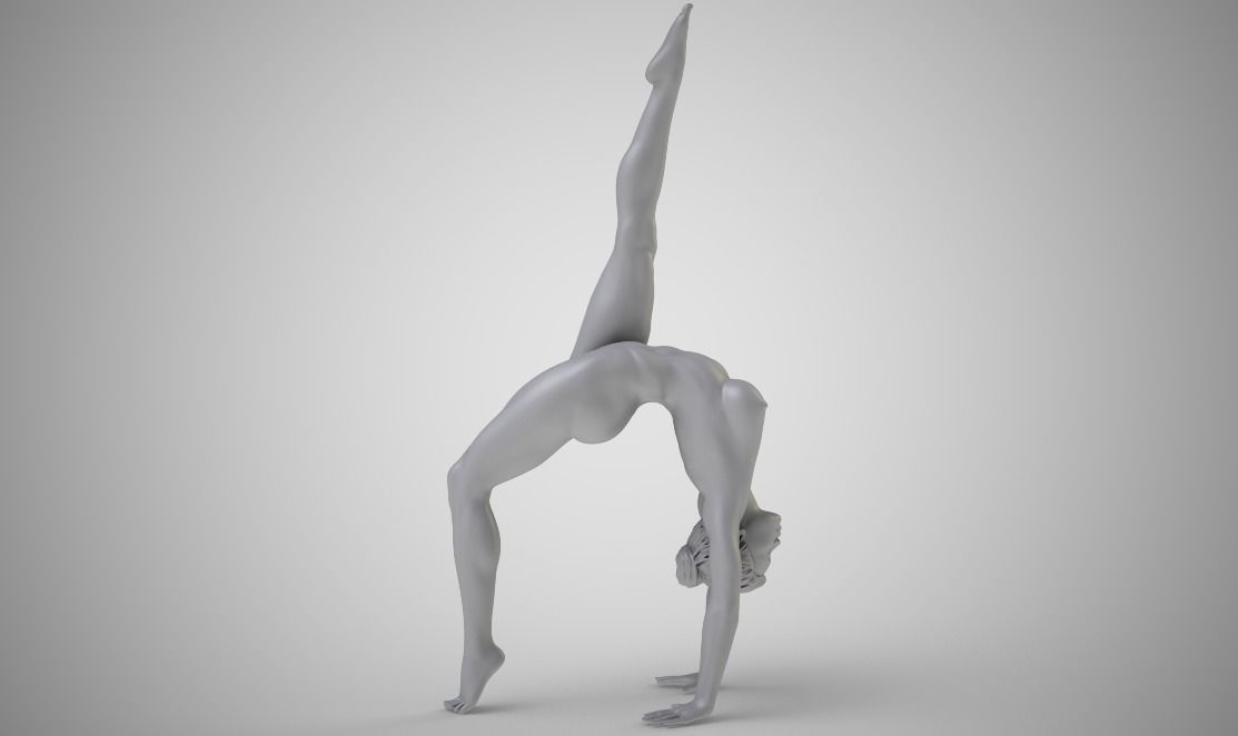 Gymnast statue of woman doing handstand 3D print model_1
