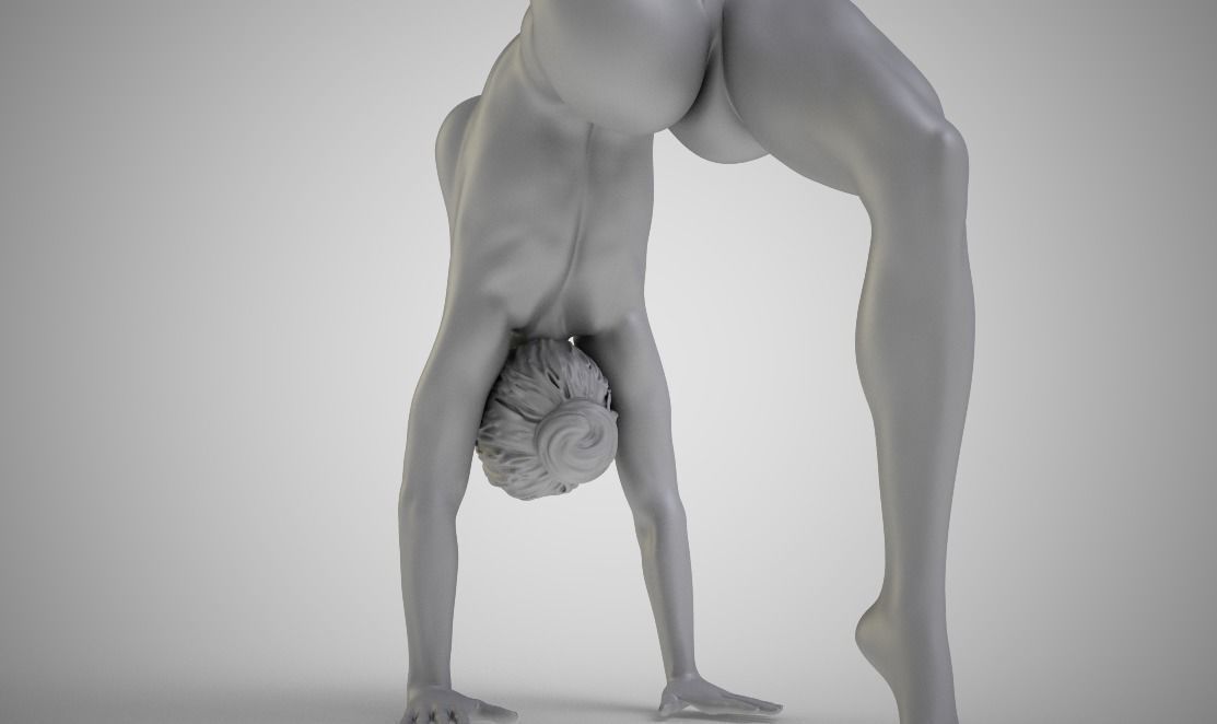 Gymnast statue of woman doing handstand 3D print model_6