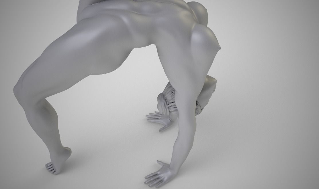 Gymnast statue of woman doing handstand 3D print model_3