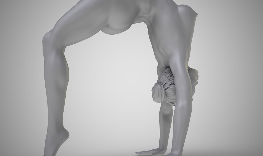 Gymnast statue of woman doing handstand 3D print model_5