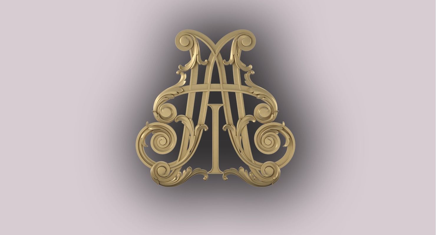 monogramm latter A and T 3D print model_1