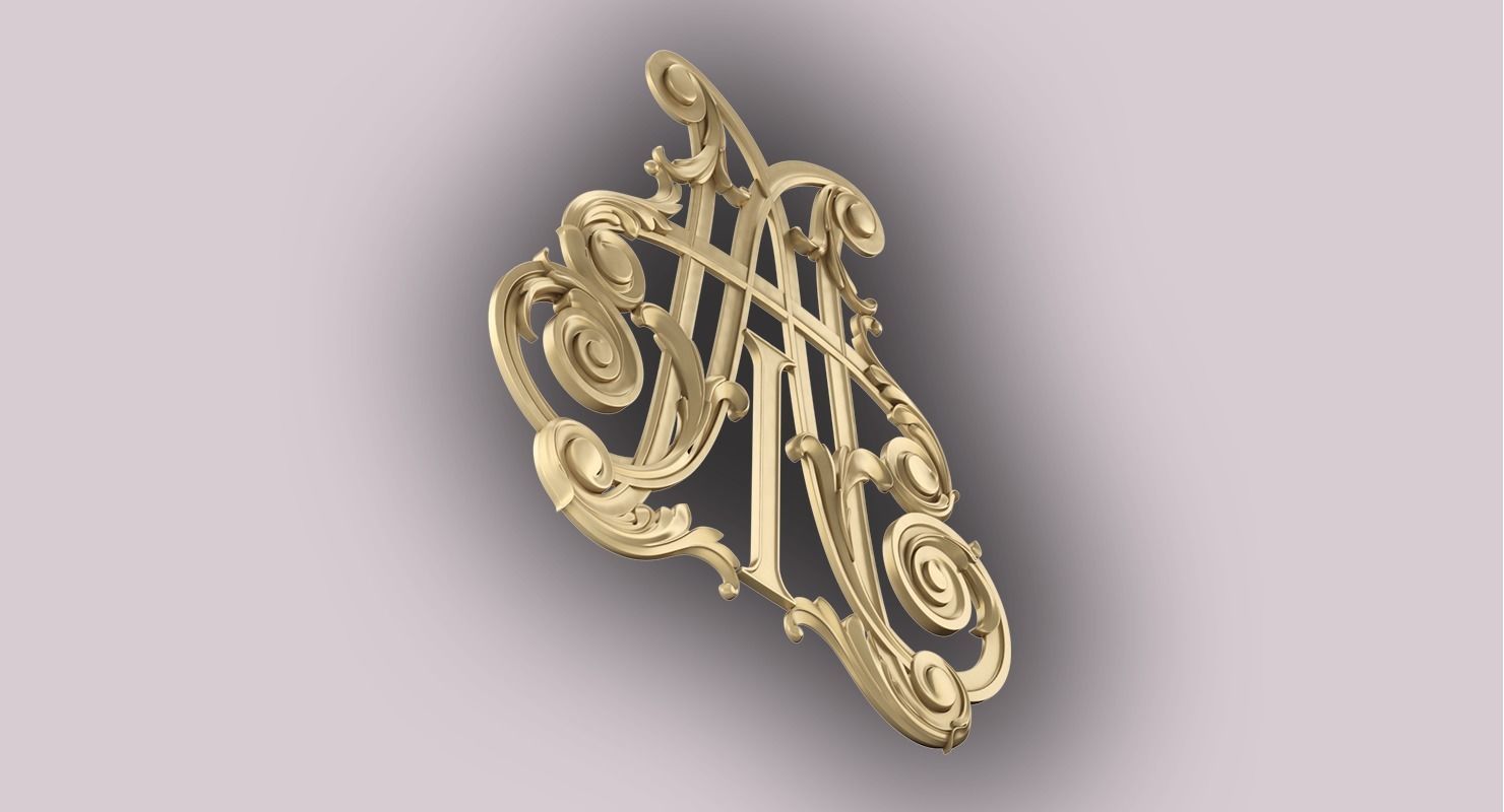 monogramm latter A and T 3D print model_3