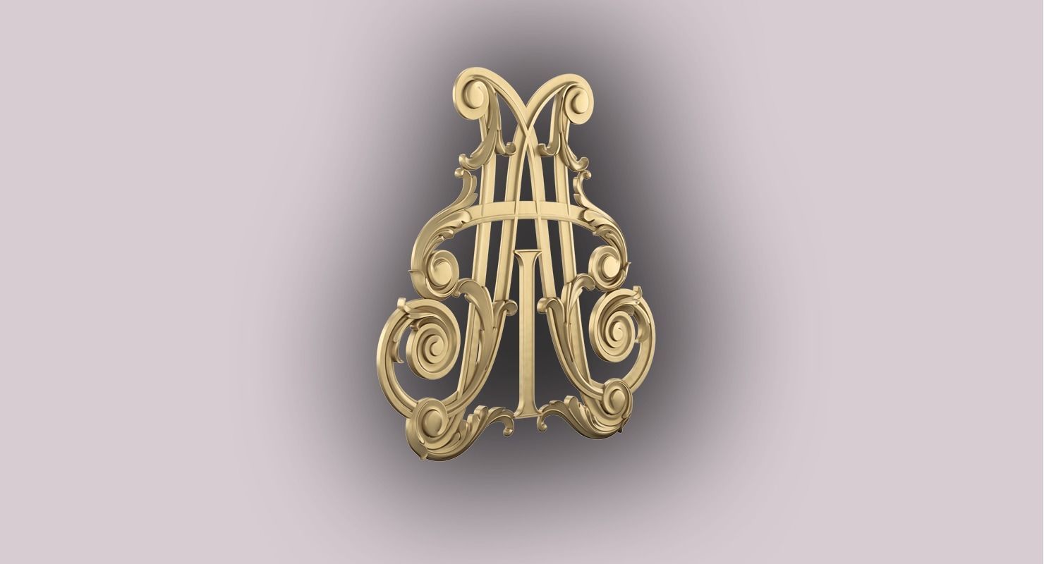 monogramm latter A and T 3D print model_2