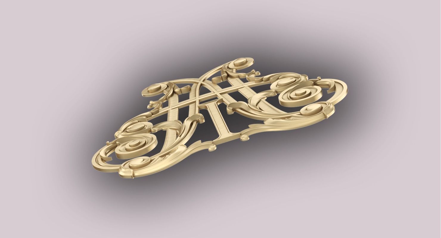 monogramm latter A and T 3D print model_5