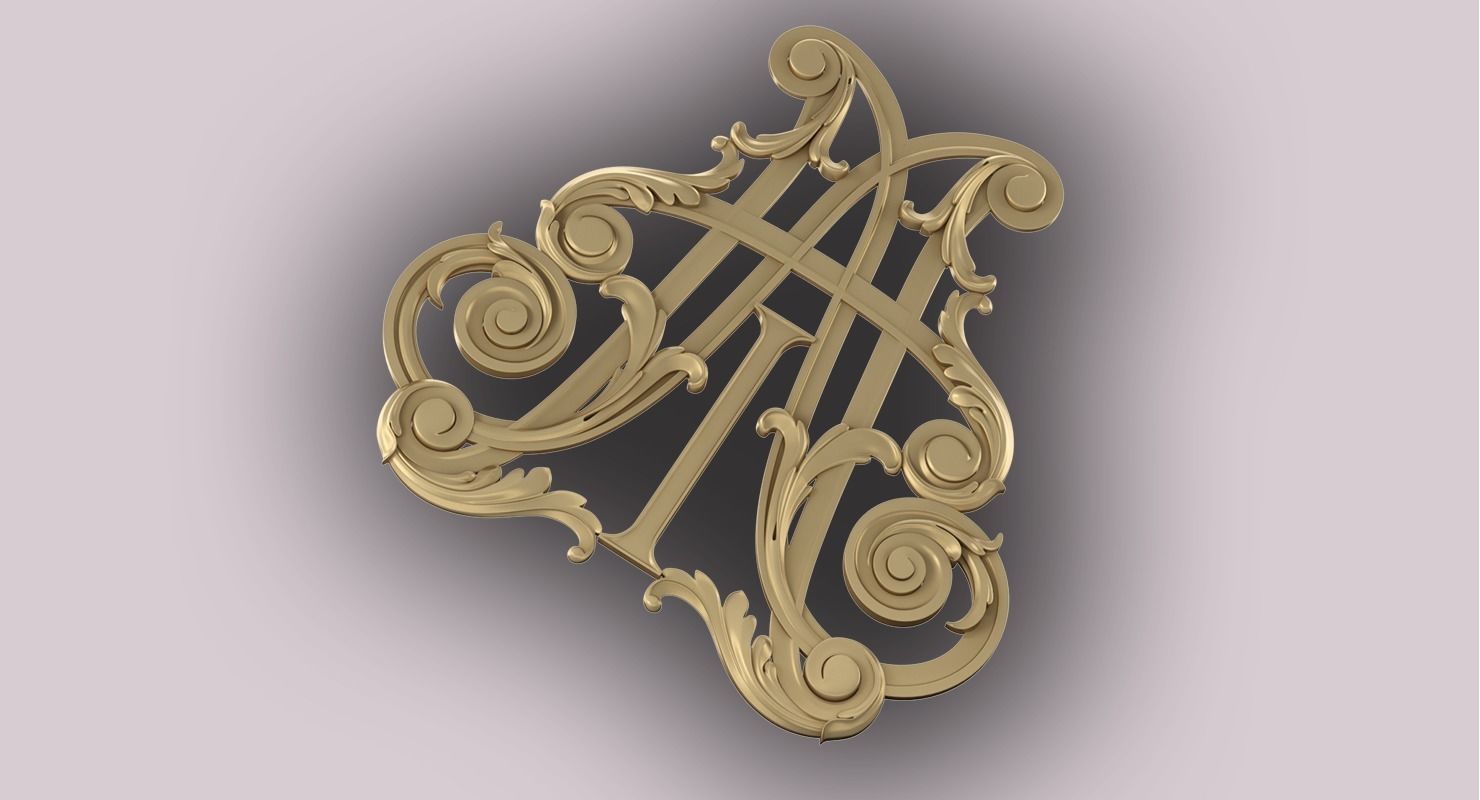 monogramm latter A and T 3D print model_4