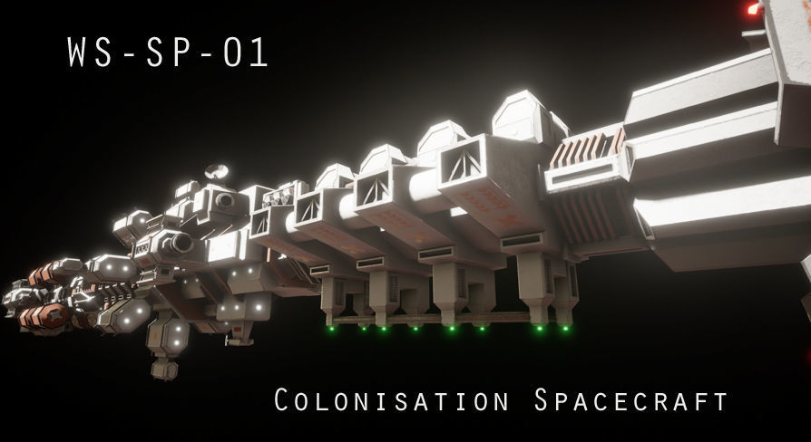 WS-SP-01 Concept Colonisation spacecraft Low-poly 3D model_2