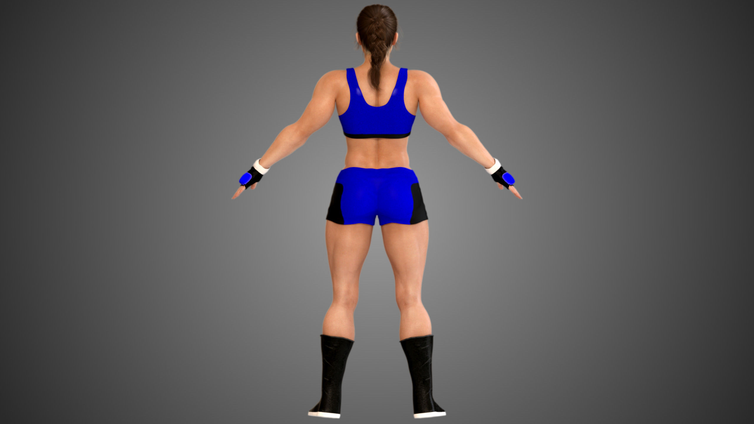 Female Caucasian BOX - MMA Fighter  3D model_14