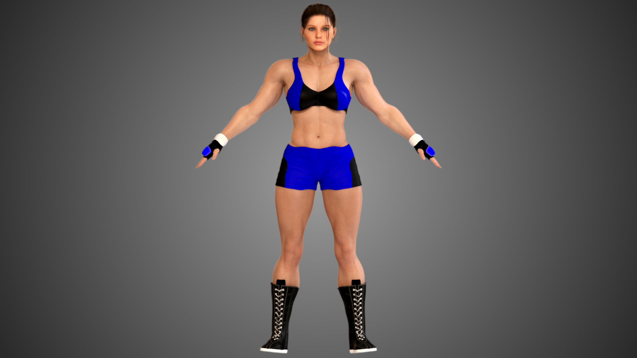 Female Caucasian BOX - MMA Fighter  3D model_12