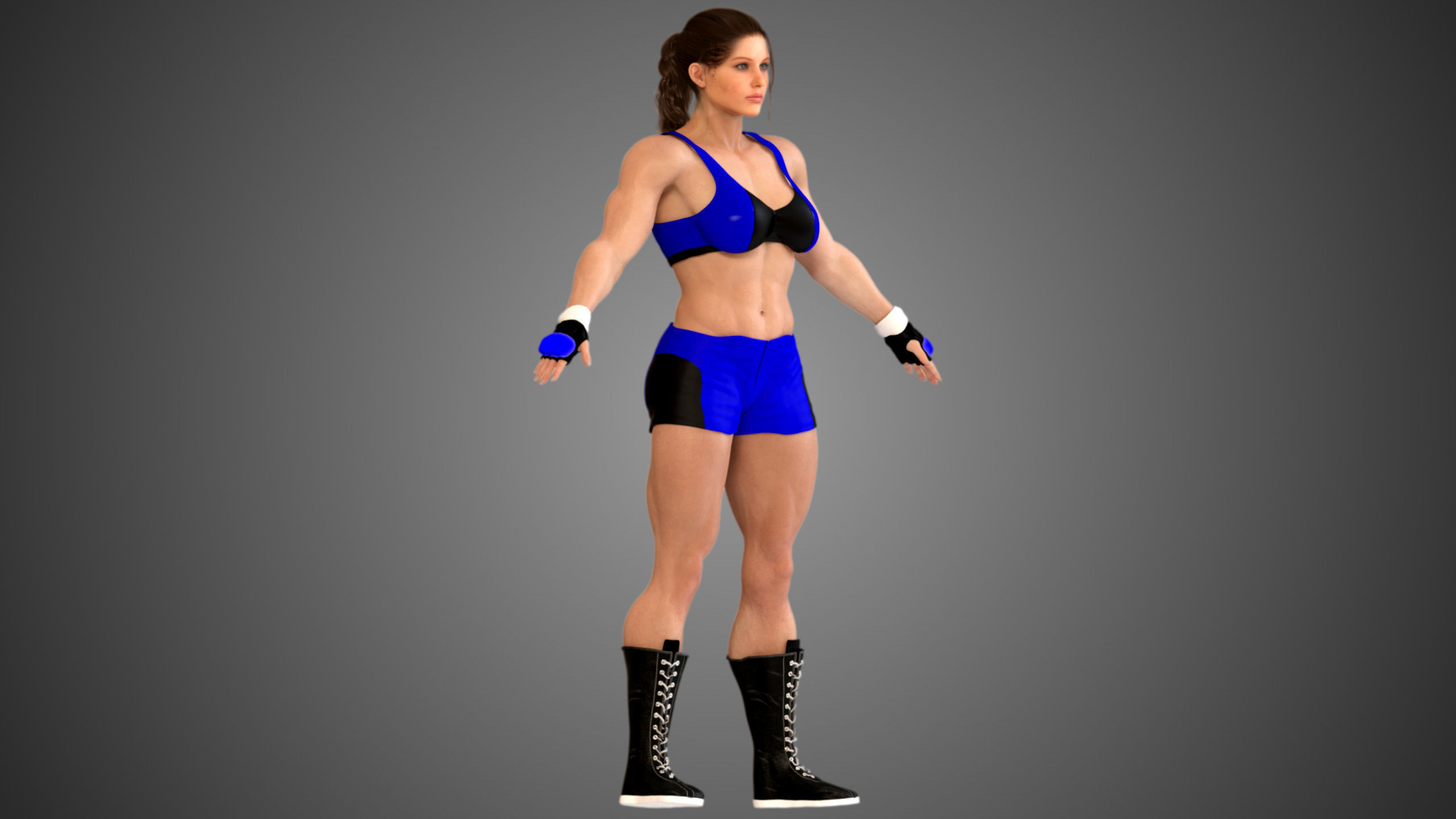 Female Caucasian BOX - MMA Fighter  3D model_11