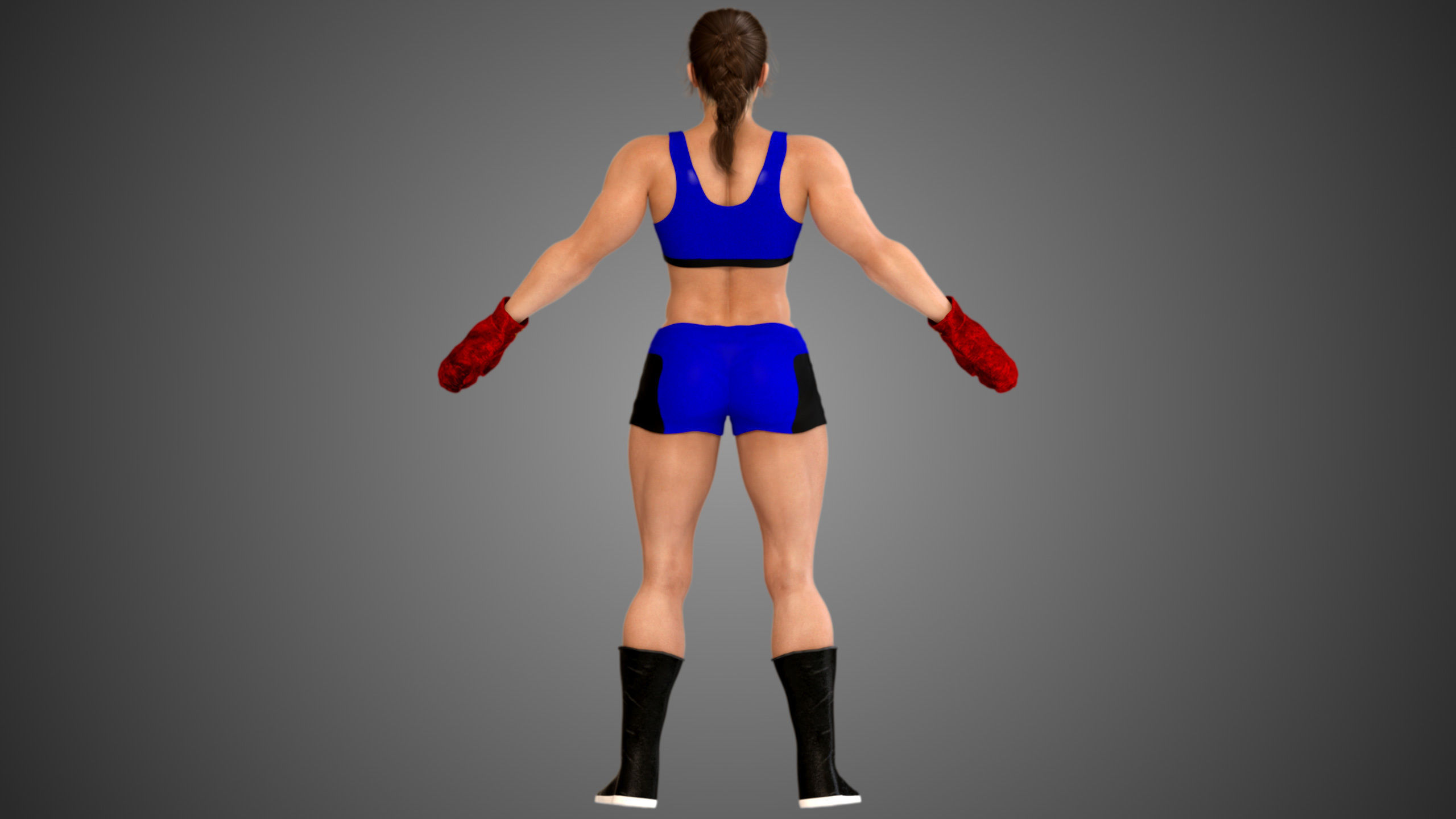 Female Caucasian BOX - MMA Fighter  3D model_8
