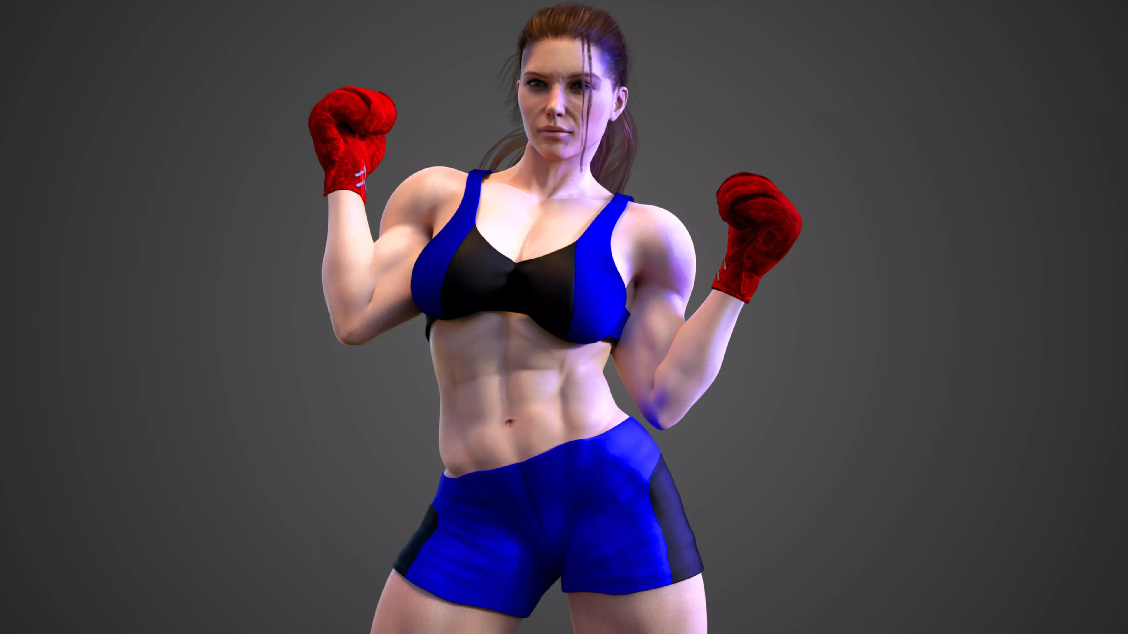 Female Caucasian BOX - MMA Fighter  3D model_0