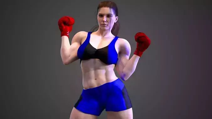 Female Caucasian BOX - MMA Fighter  3D model