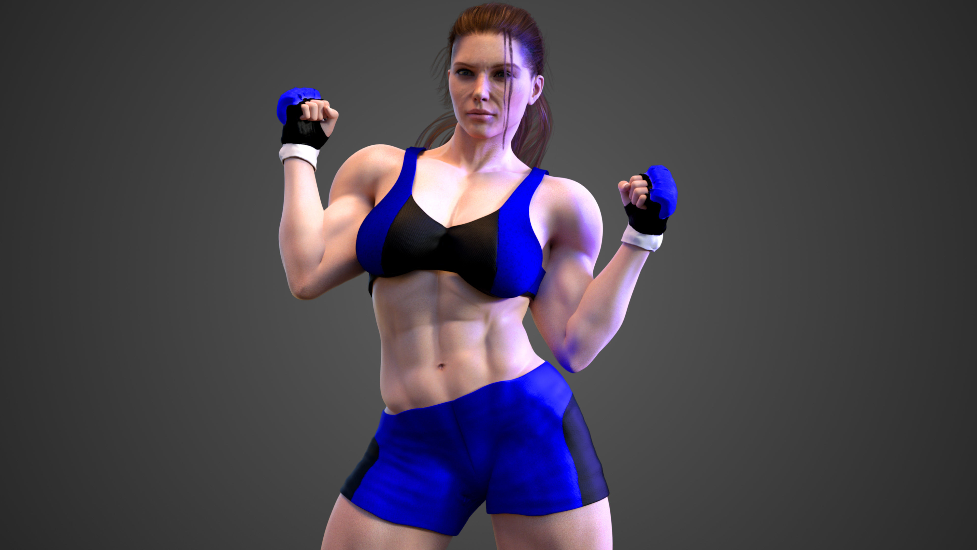 Female Caucasian BOX - MMA Fighter  3D model_2