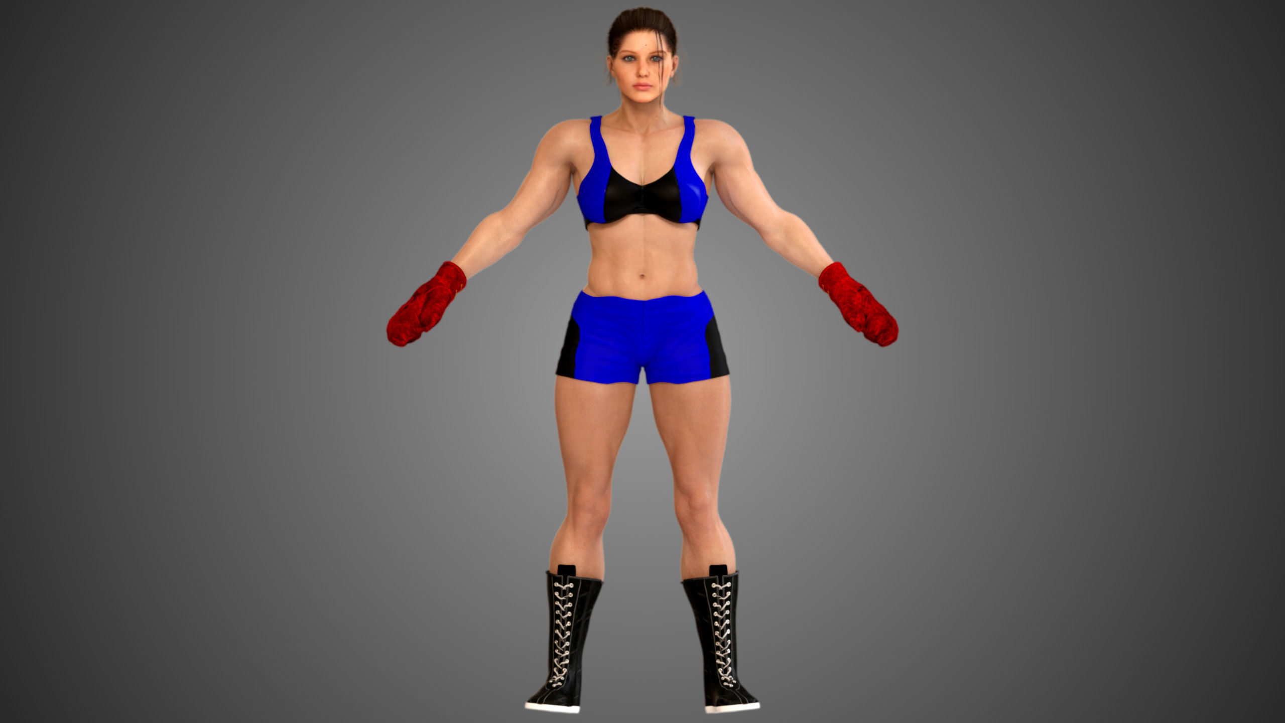 Female Caucasian BOX - MMA Fighter  3D model_6