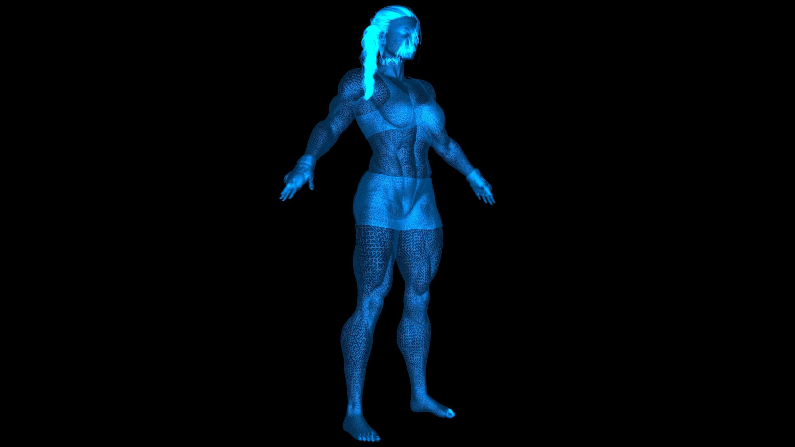 Female Caucasian BOX - MMA Fighter  3D model_9