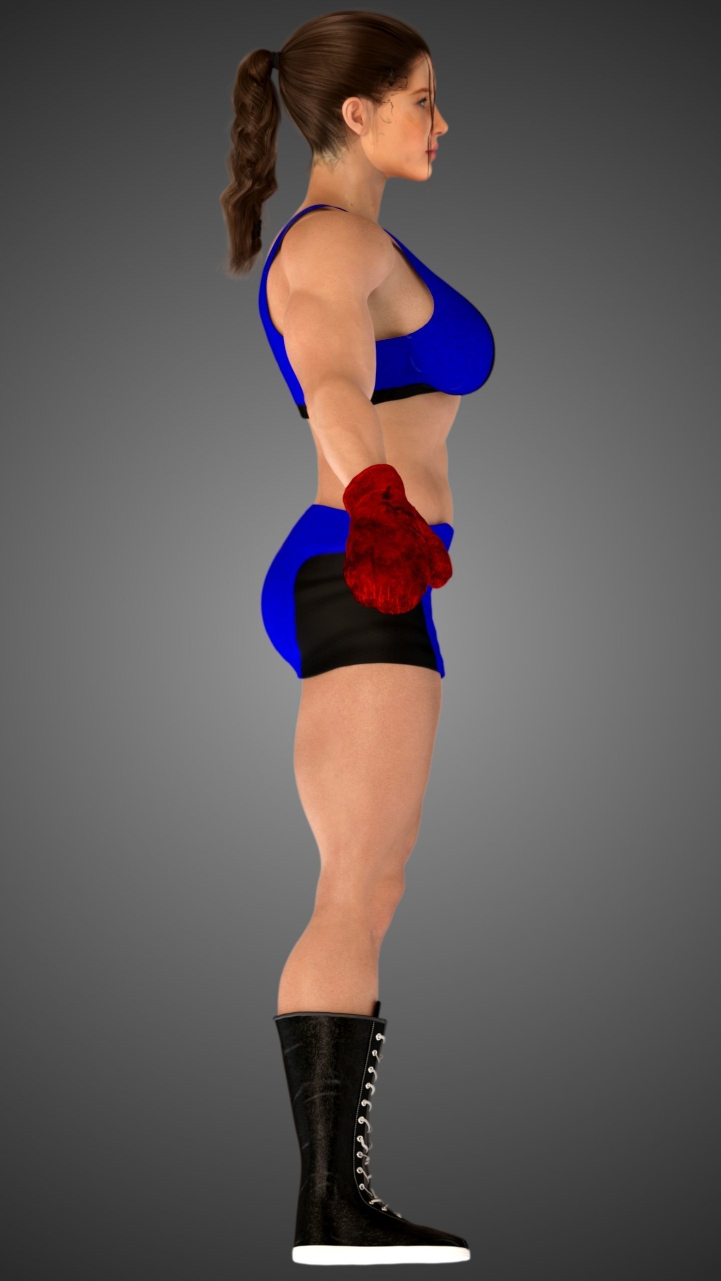 Female Caucasian BOX - MMA Fighter  3D model_7