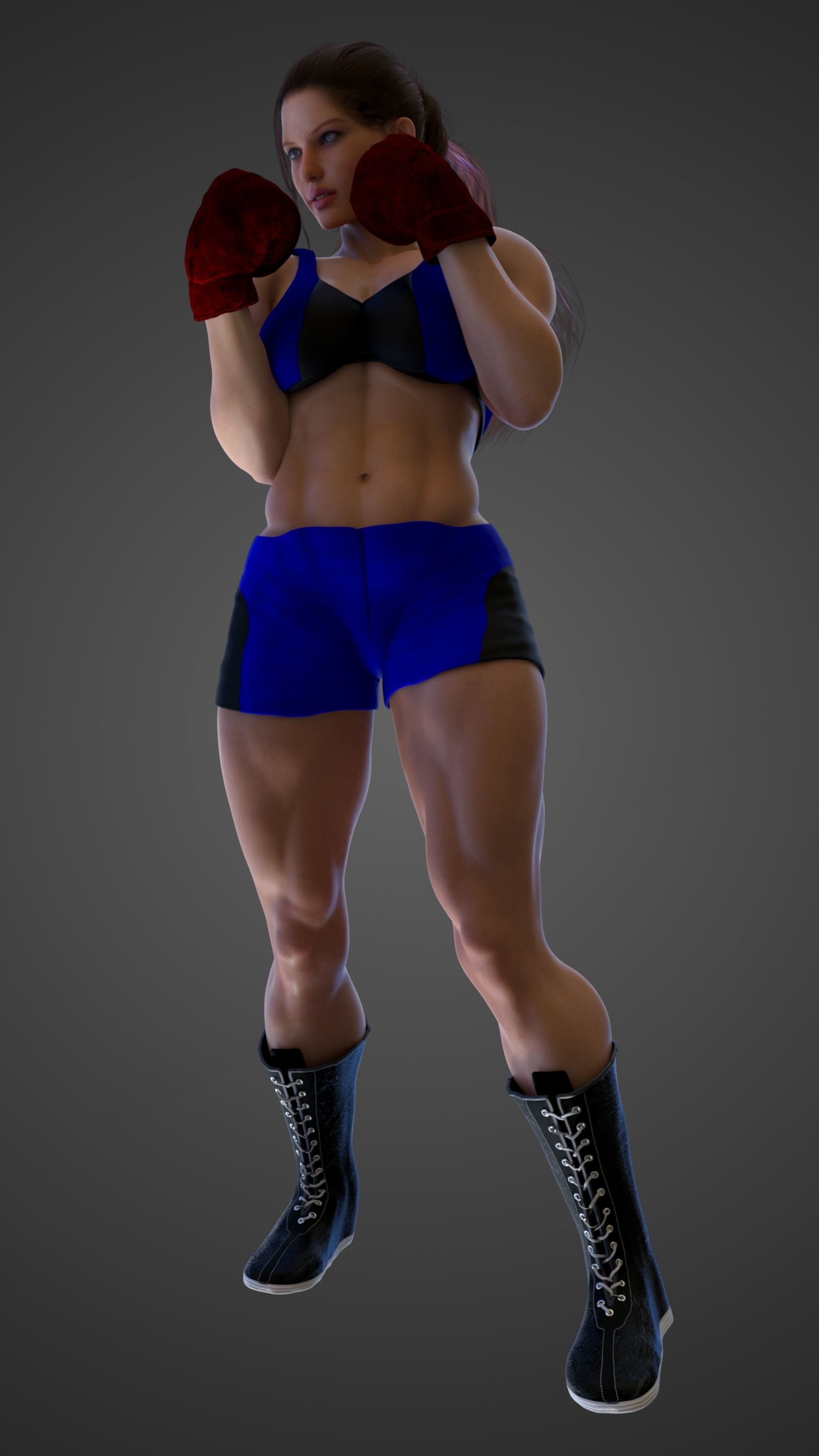 Female Caucasian BOX - MMA Fighter  3D model_17