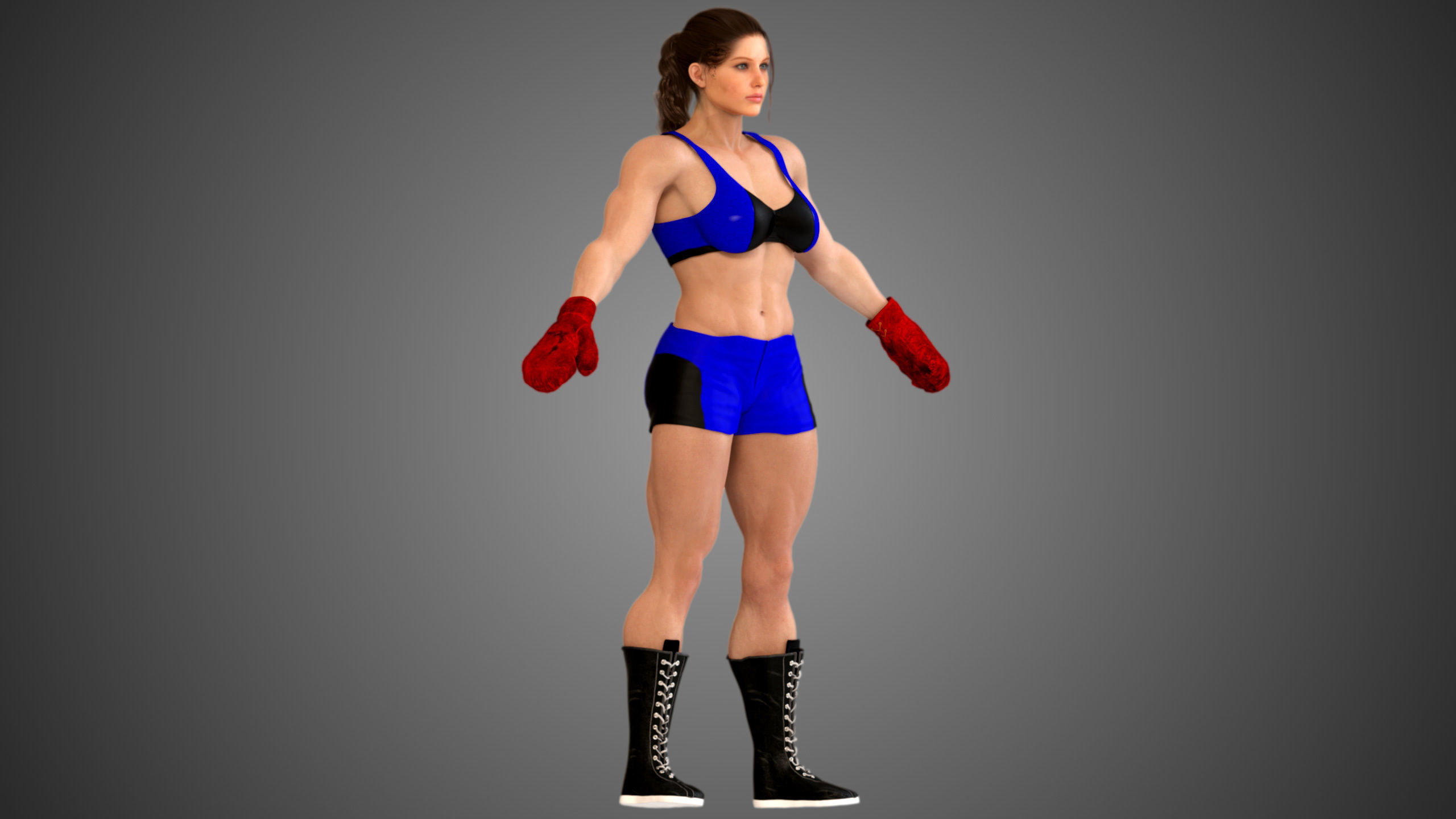 Female Caucasian BOX - MMA Fighter  3D model_5