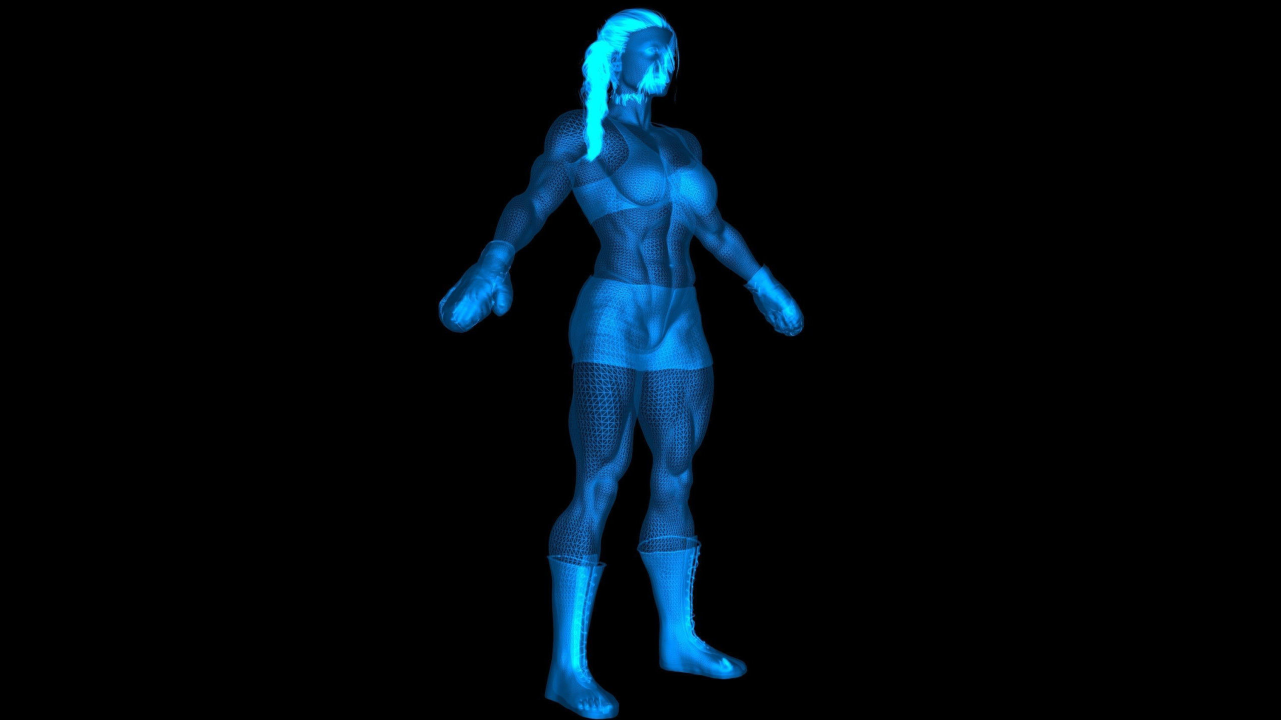 Female Caucasian BOX - MMA Fighter  3D model_3