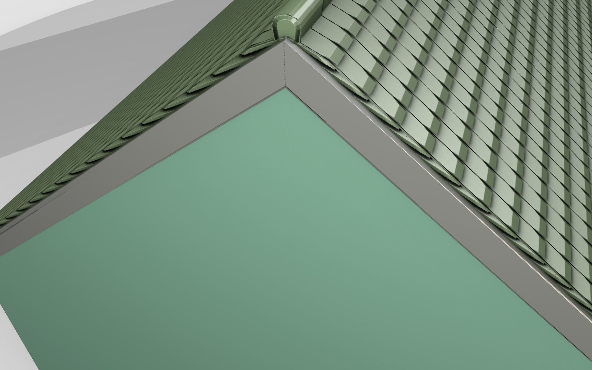 City House - 35 - Half Double House - Roof green - Wall green Low-poly 3D model_34