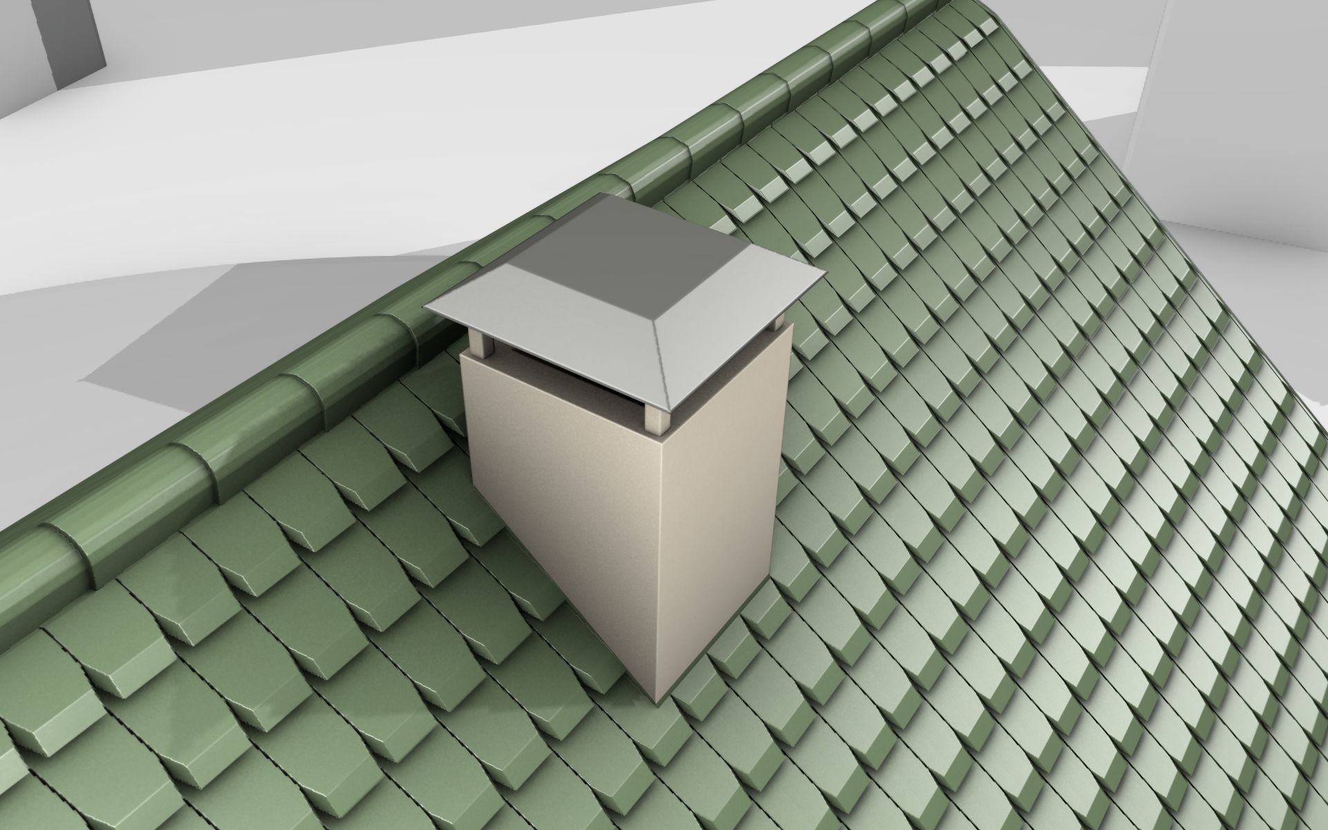 City House - 35 - Half Double House - Roof green - Wall green Low-poly 3D model_10