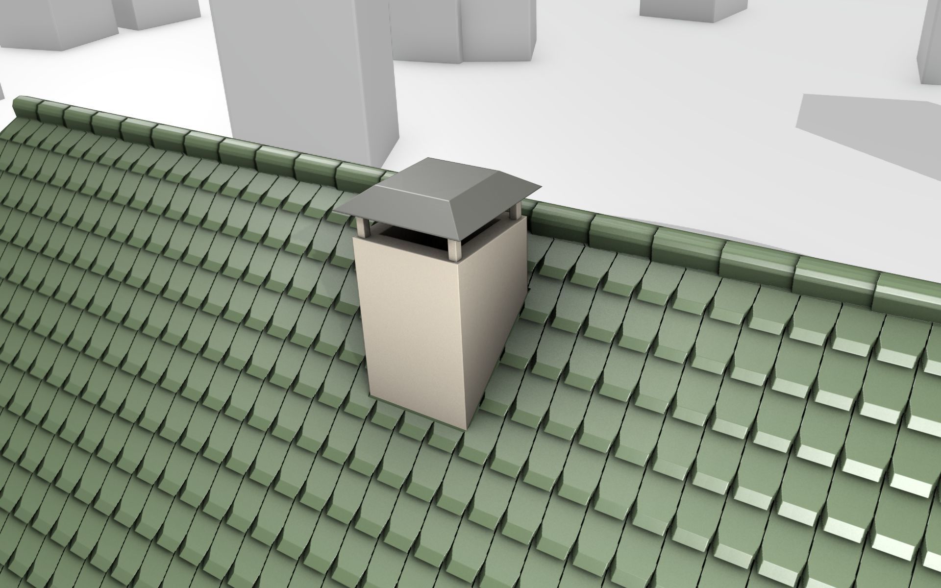 City House - 35 - Half Double House - Roof green - Wall green Low-poly 3D model_40