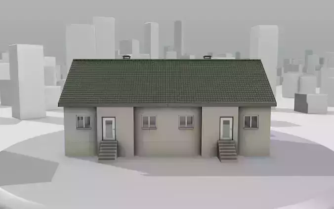 City House -31- Double-House - Roof green - Wall skinyellow