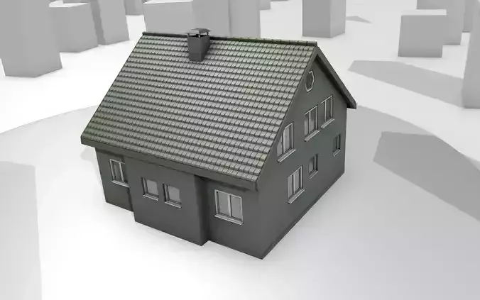 City House -27- Half-Double-House - Roof green - Wall green