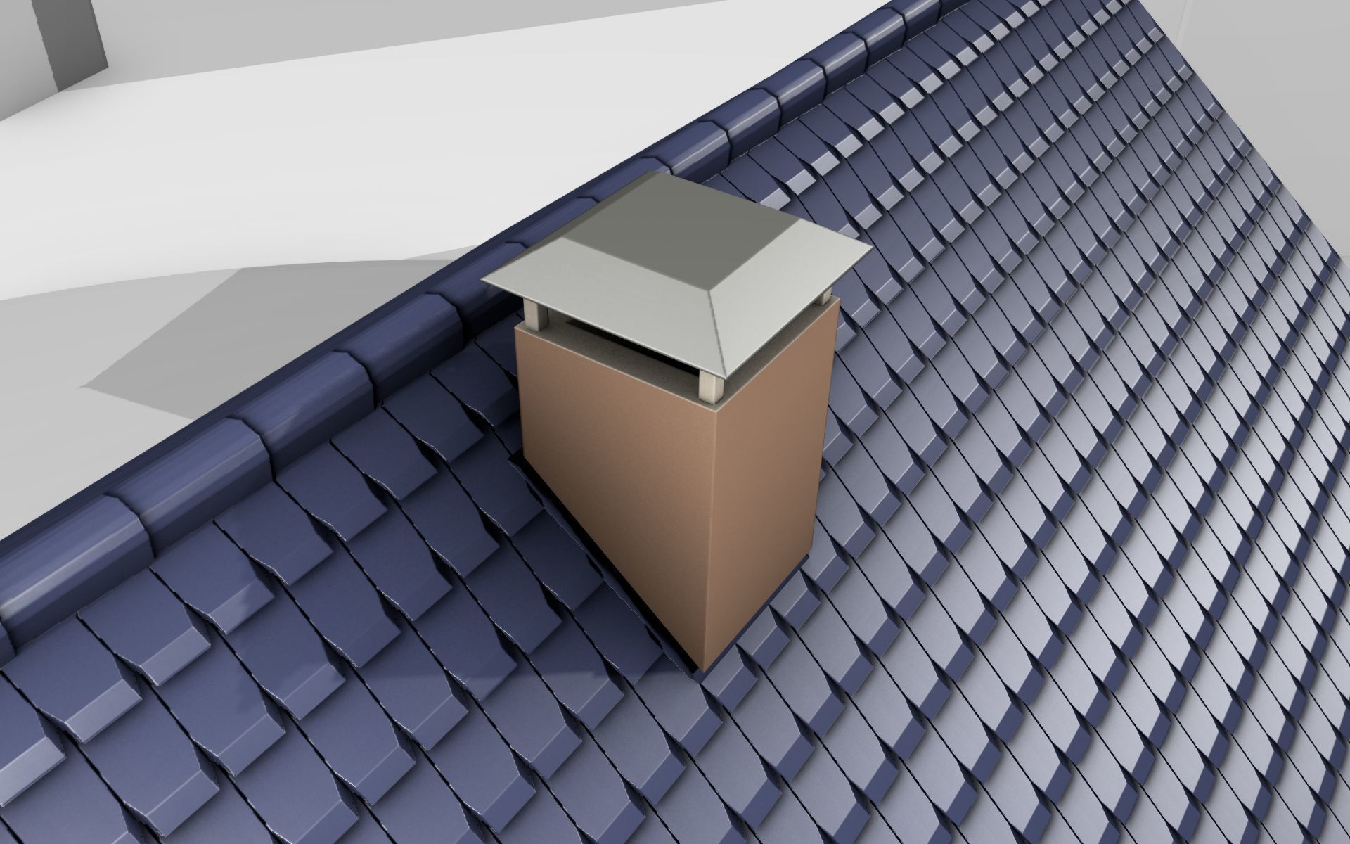 City House -25- Double-House - Roof blue - Wall brown Low-poly 3D model_8