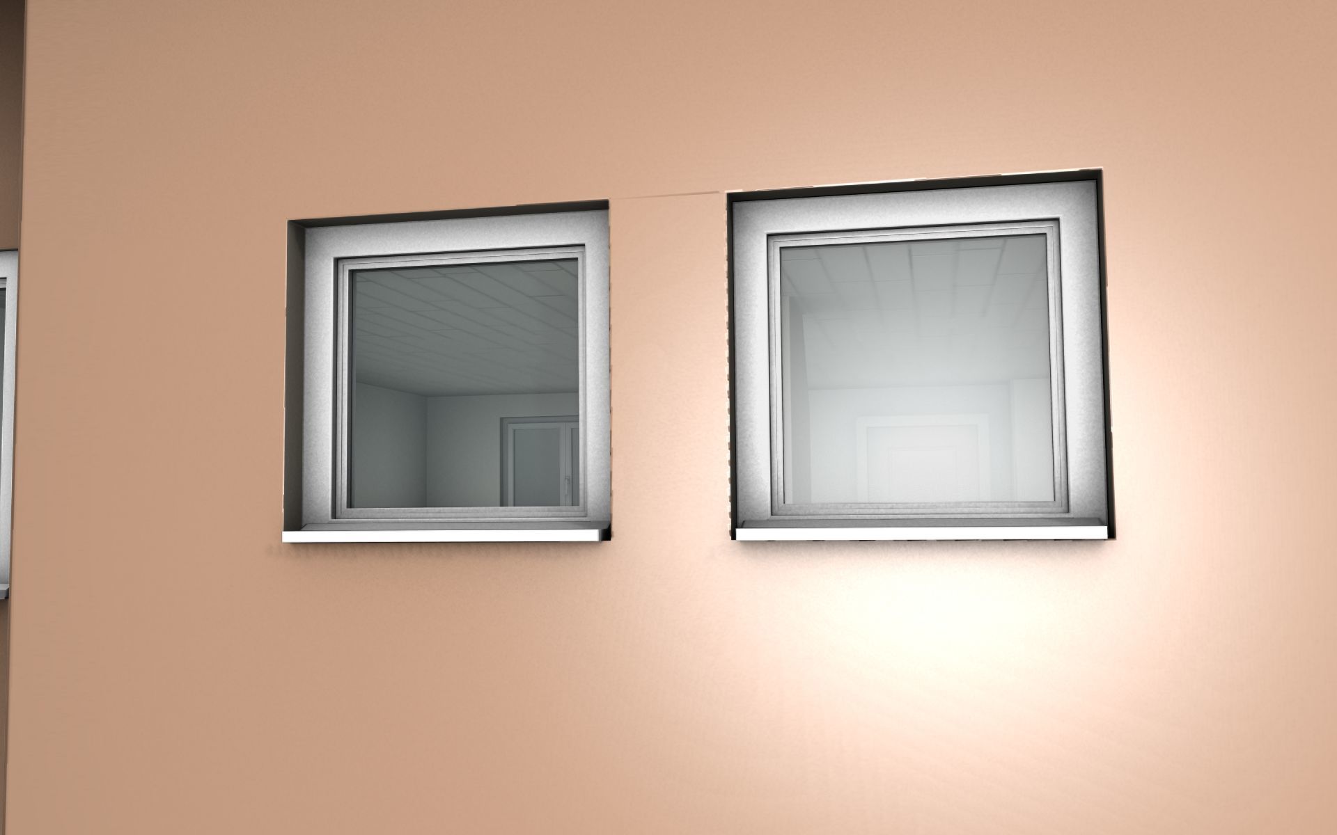 City House -25- Double-House - Roof blue - Wall brown Low-poly 3D model_40