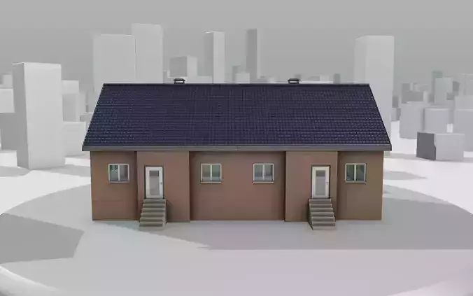 City House -25- Double-House - Roof blue - Wall brown Low-poly 3D model City House -25- Double-House - Roof blue - Wall brown Low-poly 3D model