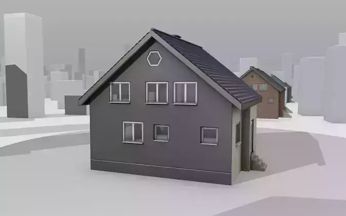 City House -24- Half-Double-House - Roof blue Wall black