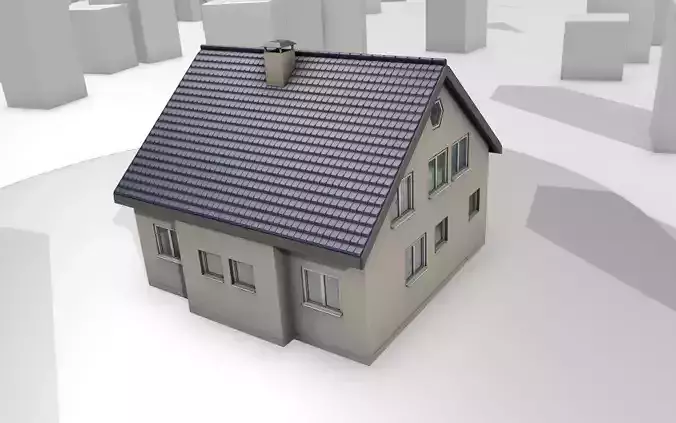 City House -21- Half-Double-House - Roof blue- Wall skinyellow