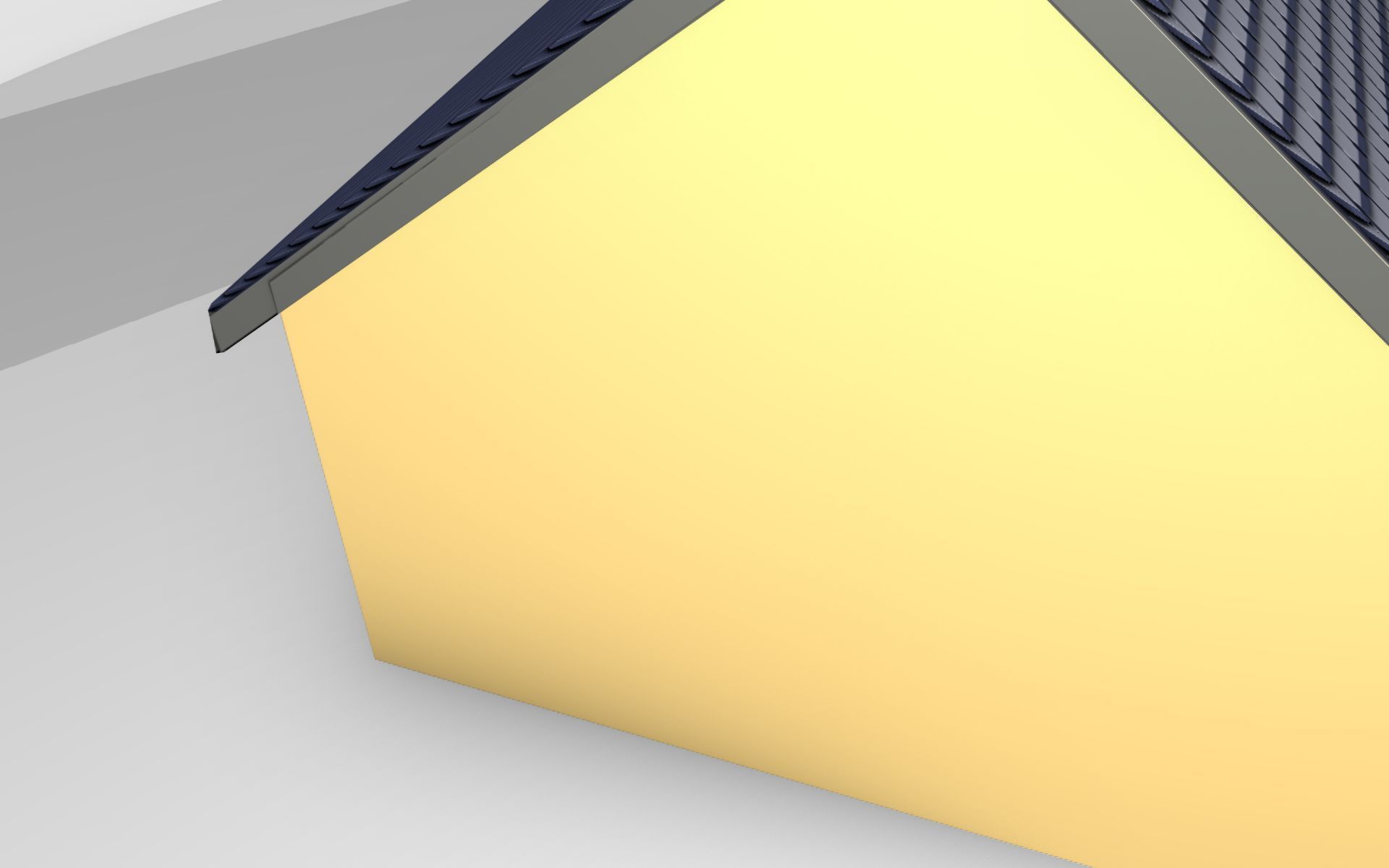 City House -20- Half-Double-House - Roof blue- Wall stongyellow Low-poly 3D model_30