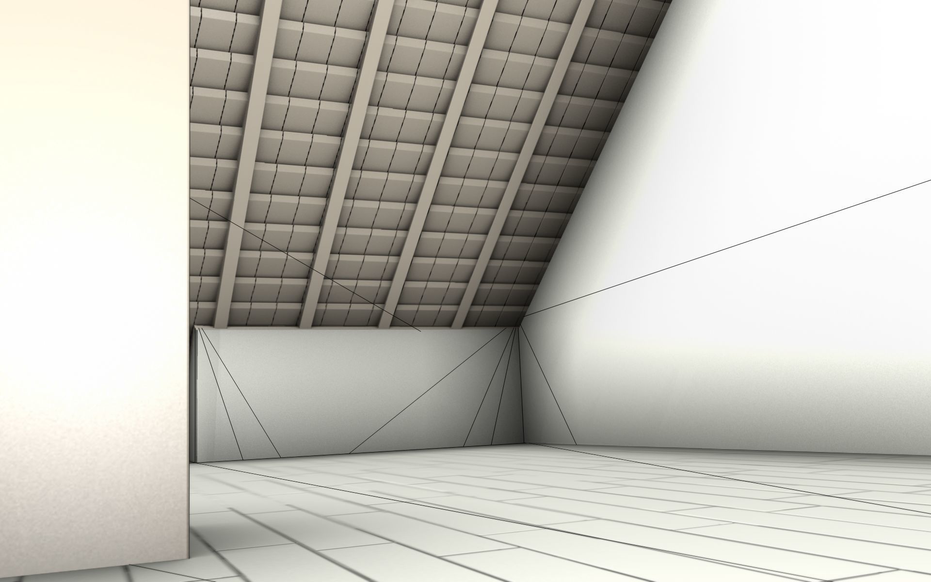 City House -20- Half-Double-House - Roof blue- Wall stongyellow Low-poly 3D model_3