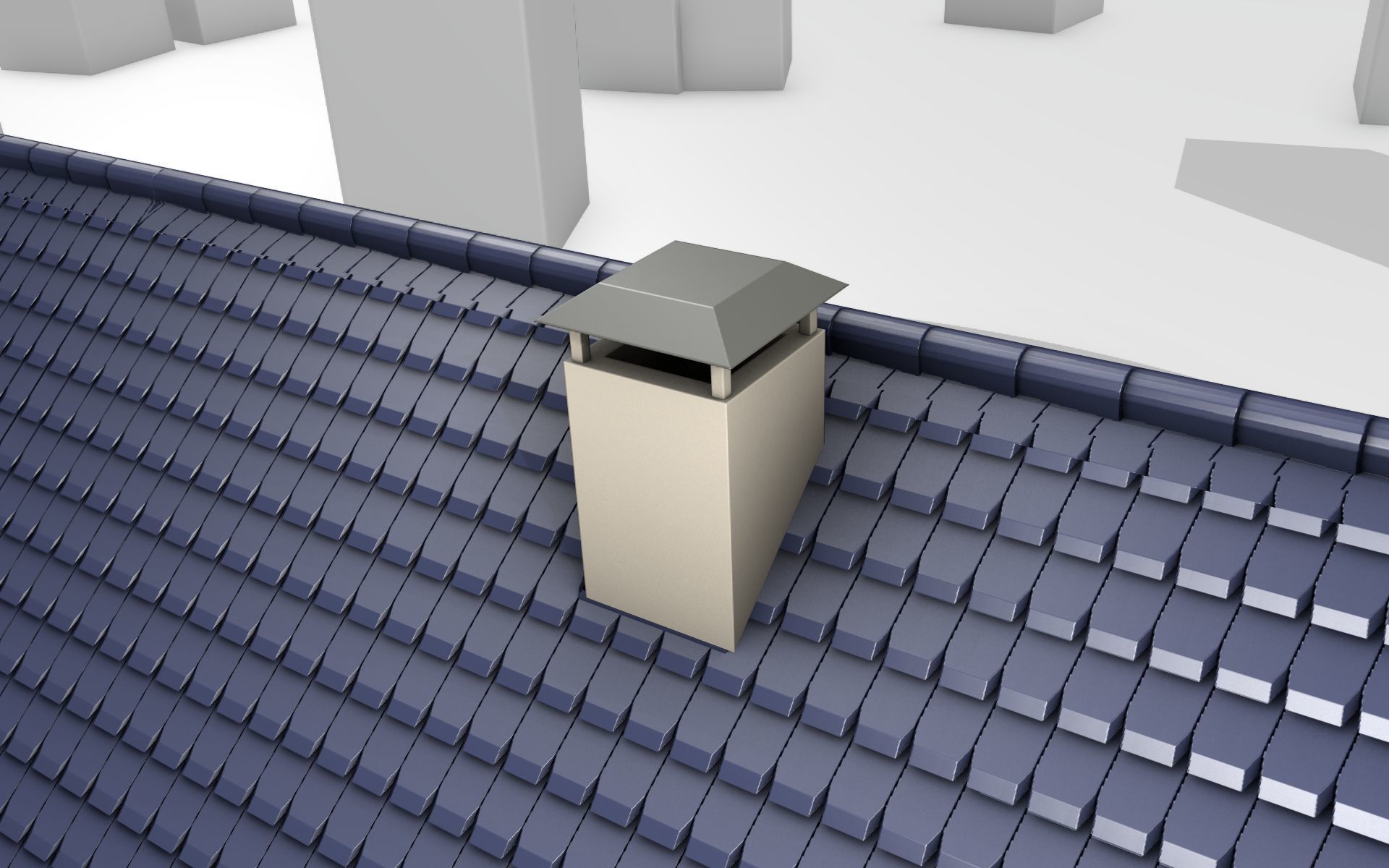 City House -19- Double-House - Roof blue - Wall blue white Low-poly 3D model_43