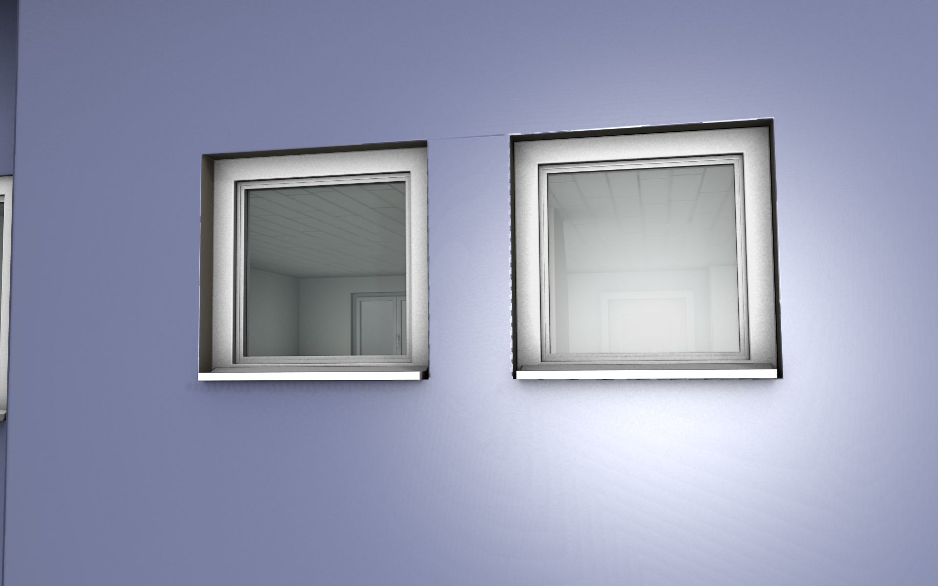 City House -19- Double-House - Roof blue - Wall blue white Low-poly 3D model_40