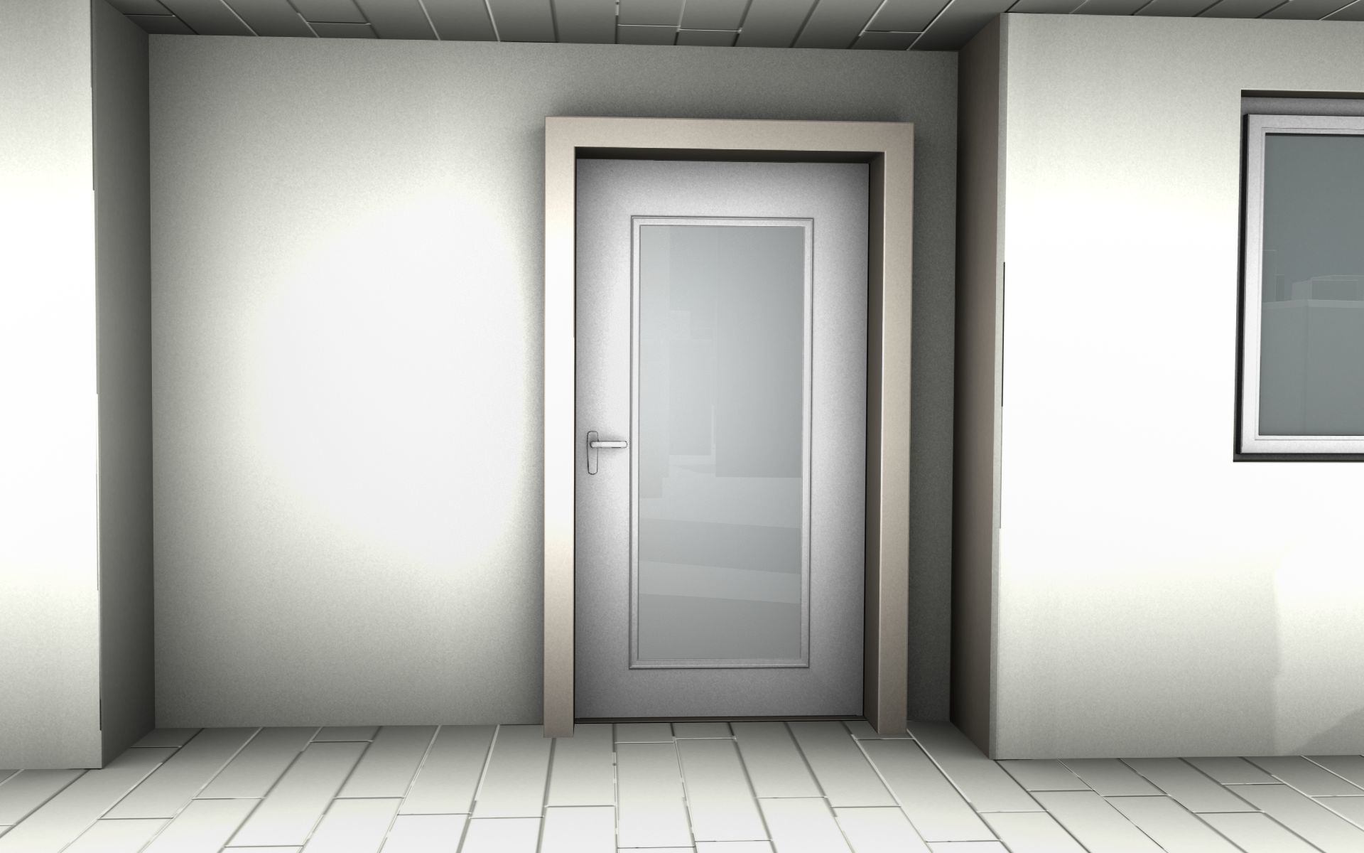 City House -19- Double-House - Roof blue - Wall blue white Low-poly 3D model_31