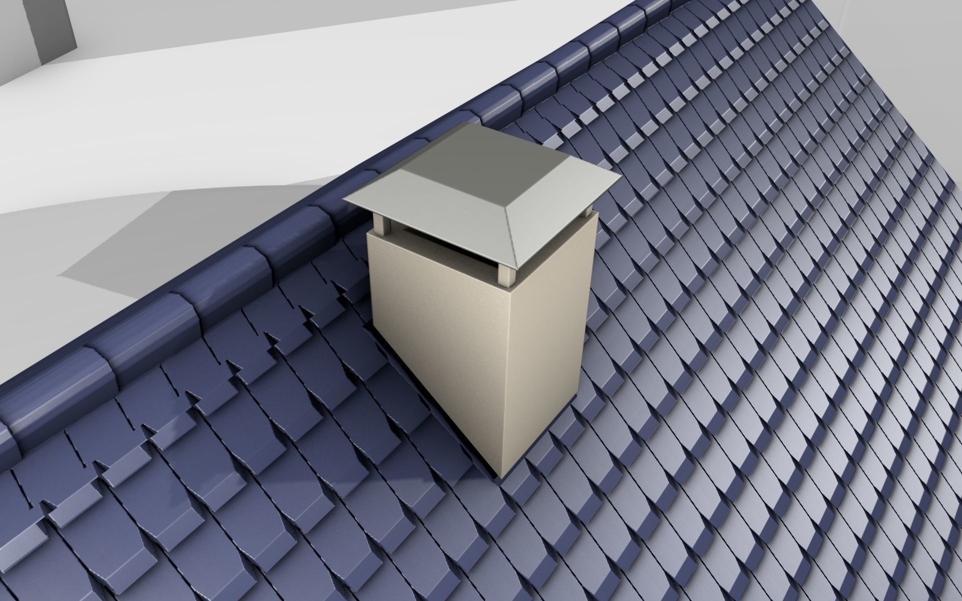 City House -19- Double-House - Roof blue - Wall blue white Low-poly 3D model_6