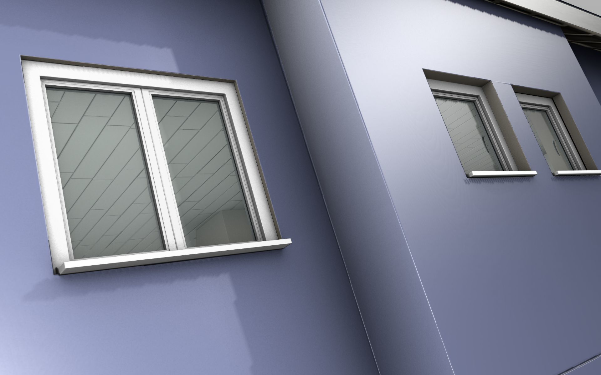 City House -18- Half-Double-House - Roof blue- Wall blue Low-poly 3D model_37