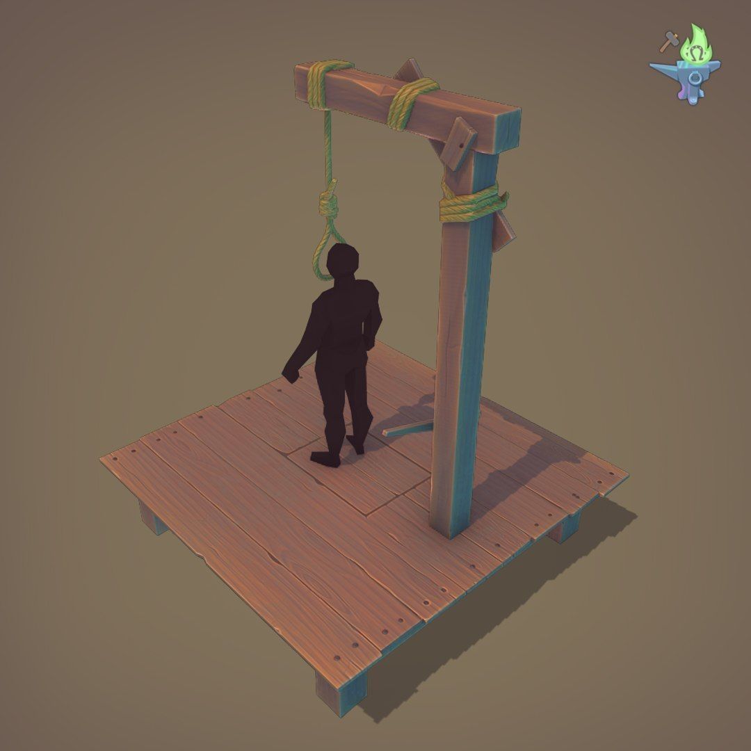Gallows Low-poly 3D model_9