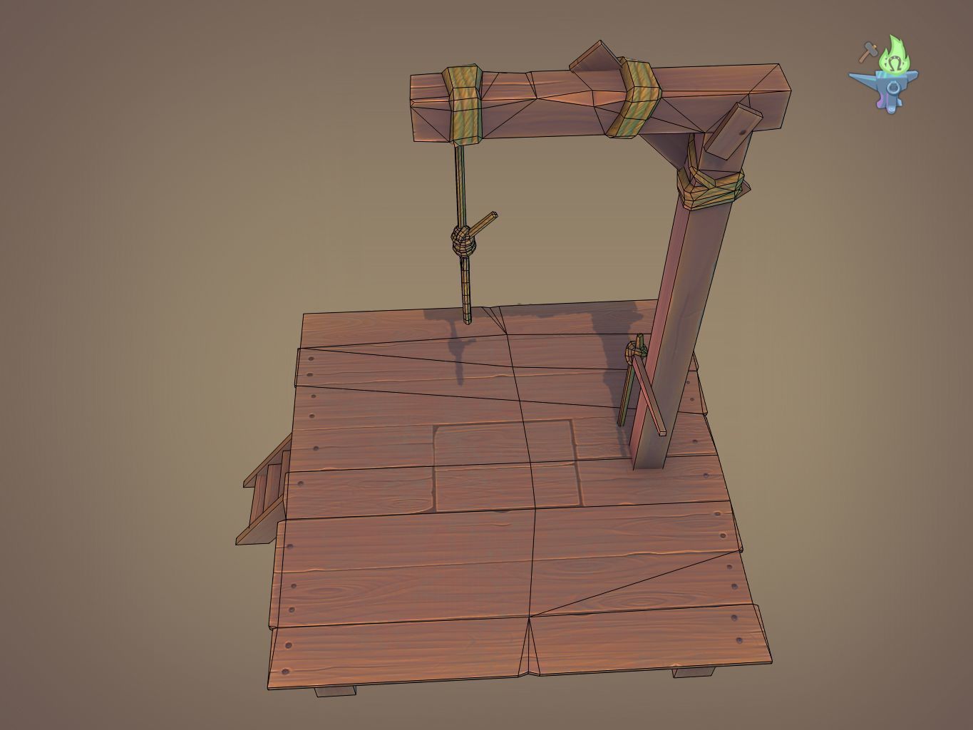 Gallows Low-poly 3D model_6