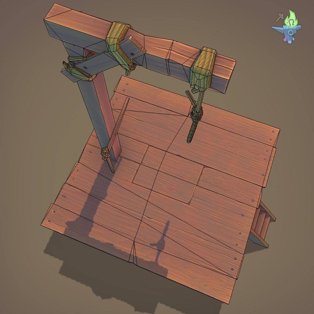 Gallows Low-poly 3D model_14