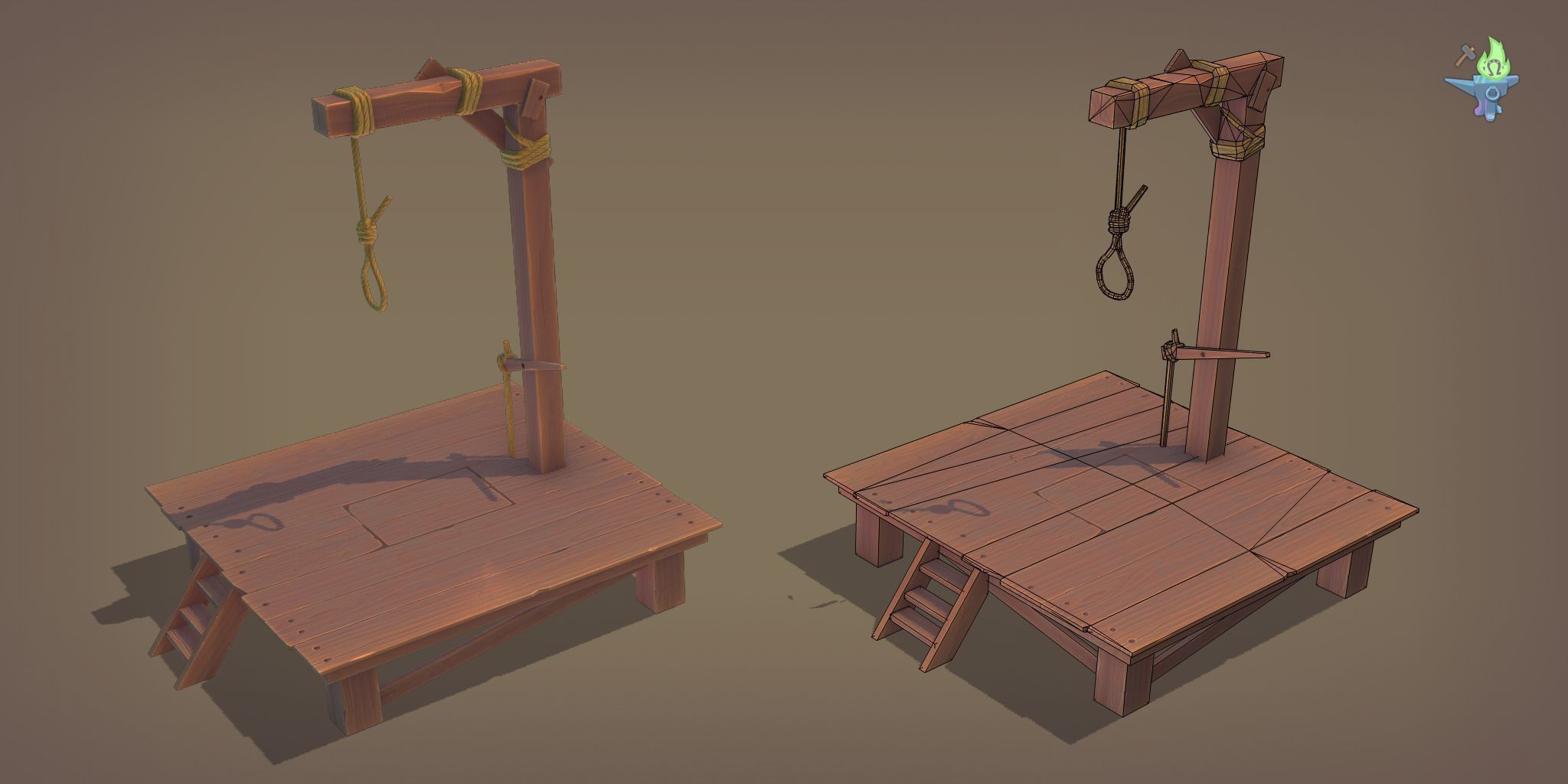Gallows Low-poly 3D model_18