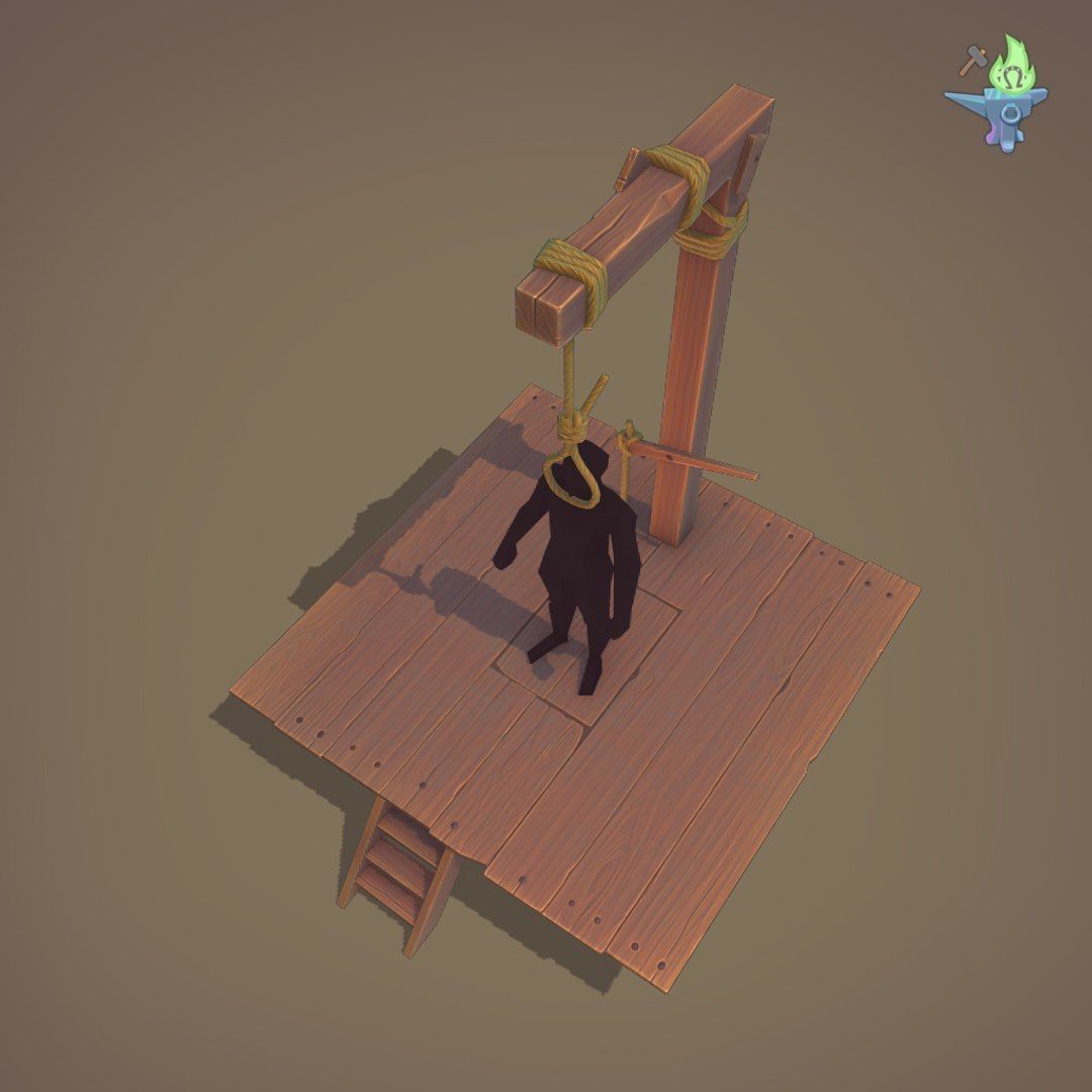Gallows Low-poly 3D model_10